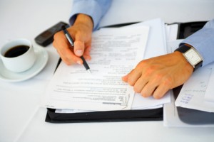 businessman doing paperwork