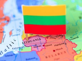 Map and flag of Lithuania