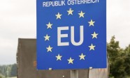 Truck passing a EU (European Union) border post