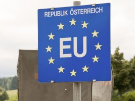 Truck passing a EU (European Union) border post