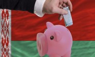 Funding euro into piggy rich bank national flag of belarus