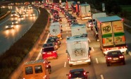 Rush Hour on the Highway A1 Autobahn at night, Germany